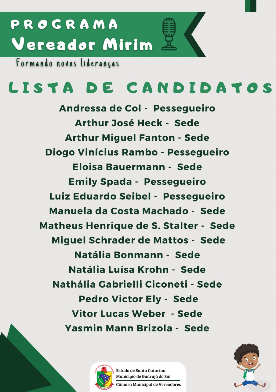 PROGRAMA VEREADOR MIRIM - LISTA DE CANDIDATOS